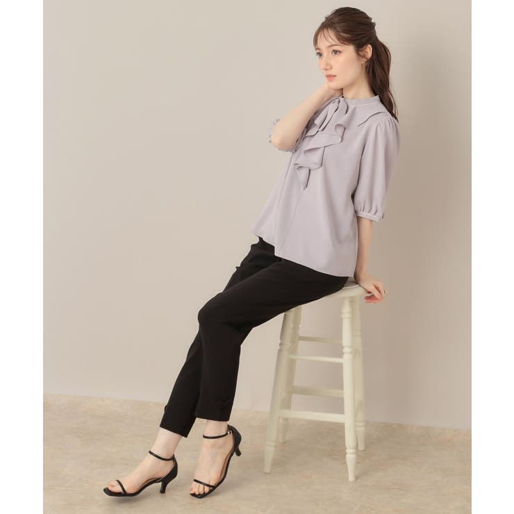 【らくちん・キレイ見え】リボンハイパーストレッチパンツ | Couture brooch | 詳細画像13 