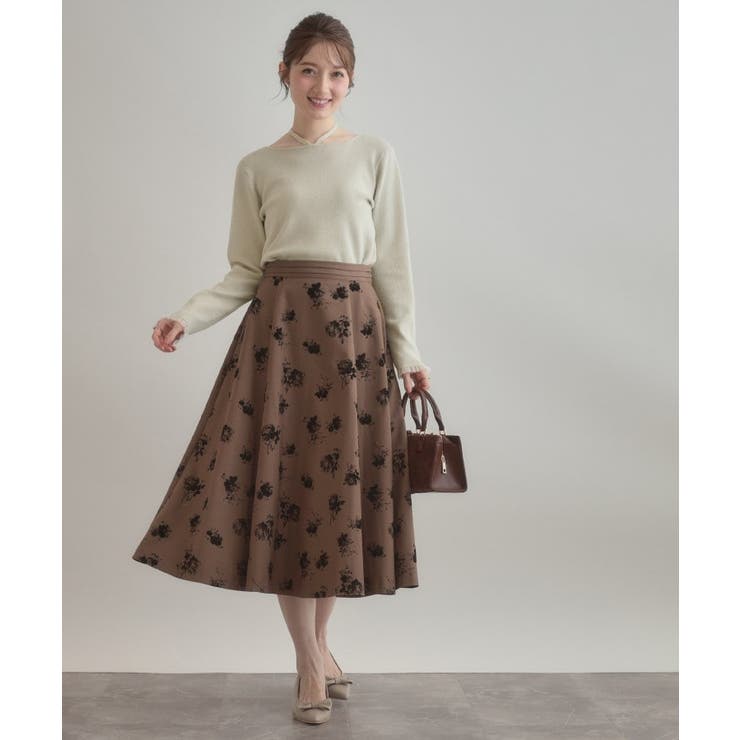 【大人可愛い・リボン取り外し可】前後2WAYラメリブ シアープチフリルニット | Couture brooch | 詳細画像1 