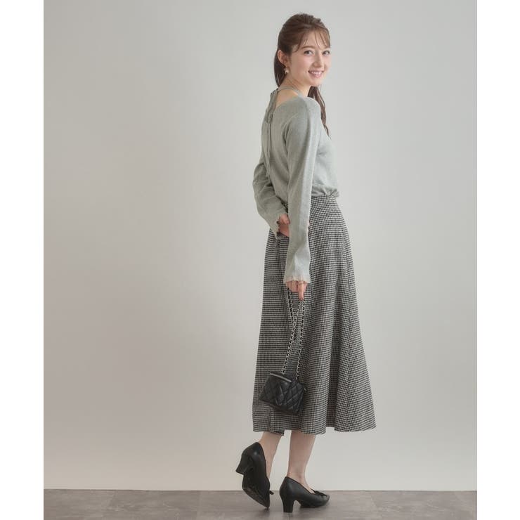 【大人可愛い・リボン取り外し可】前後2WAYラメリブ シアープチフリルニット | Couture brooch | 詳細画像32 