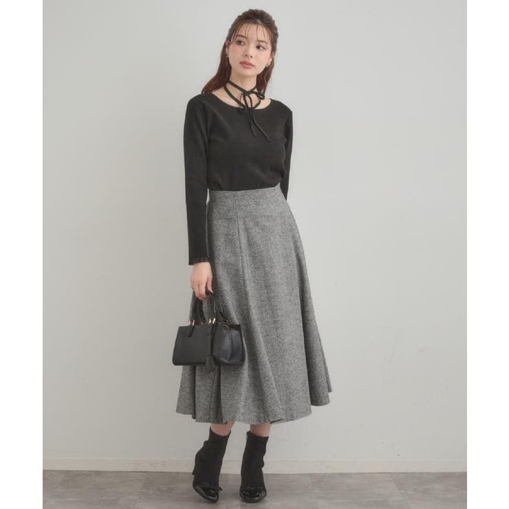 【大人可愛い・リボン取り外し可】前後2WAYラメリブ シアープチフリルニット | Couture brooch | 詳細画像25 