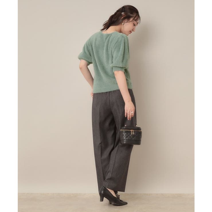 【着映え・5分袖・フェミニン】ラメフェザー半袖ニット | Couture brooch | 詳細画像13 