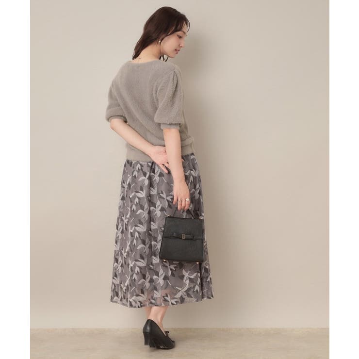 【着映え・5分袖・フェミニン】ラメフェザー半袖ニット | Couture brooch | 詳細画像26 