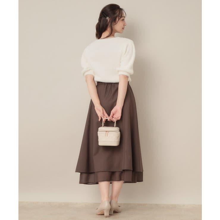 【着映え・5分袖・フェミニン】ラメフェザー半袖ニット | Couture brooch | 詳細画像3 