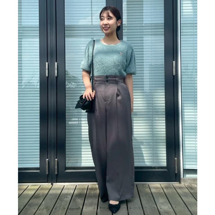 【着映え・5分袖・フェミニン】ラメフェザー半袖ニット | Couture brooch | 詳細画像20 