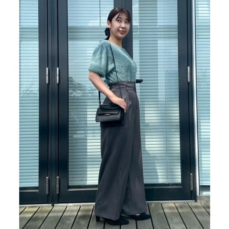 【着映え・5分袖・フェミニン】ラメフェザー半袖ニット | Couture brooch | 詳細画像21 