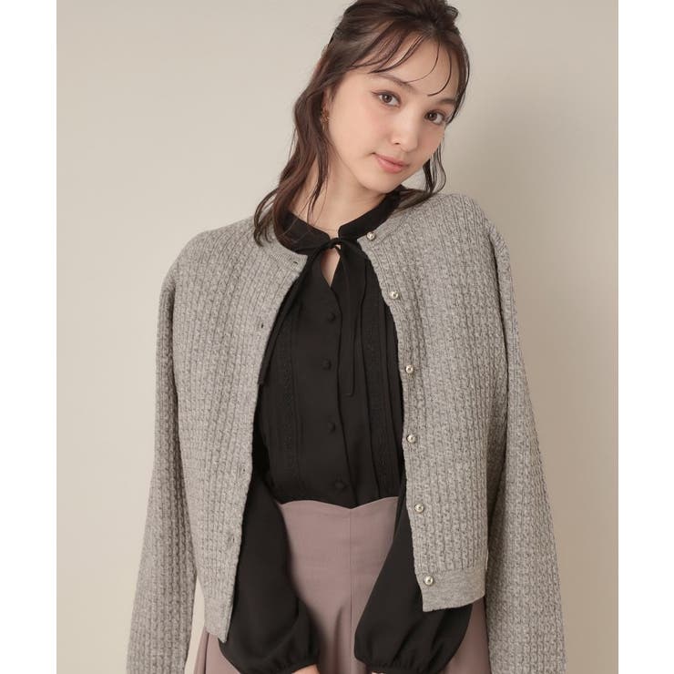 【大人可愛い・きれいめ・通勤】ケーブルカーディガン | Couture brooch | 詳細画像4 