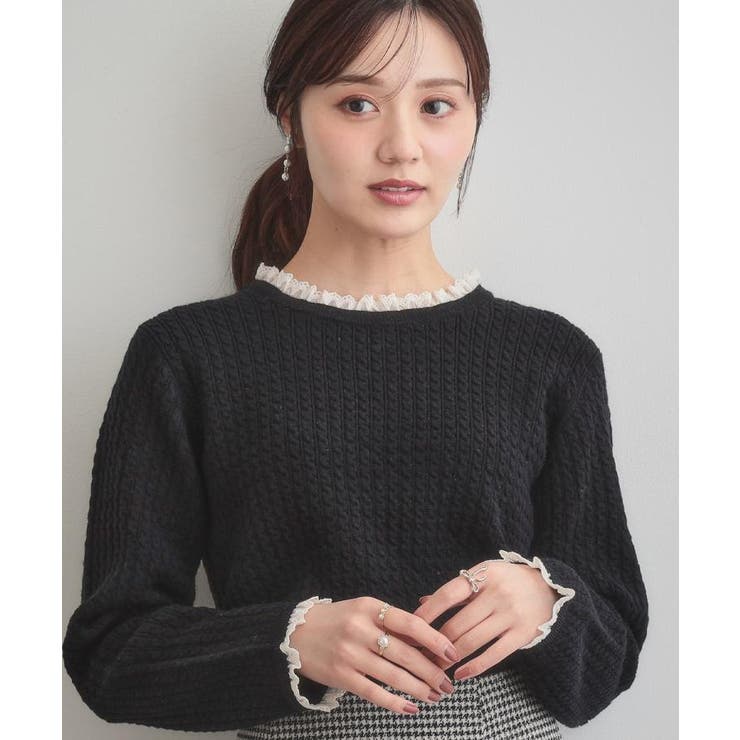 【大人上品・着映え】ケーブルレース バックリボンニット | Couture brooch | 詳細画像19 