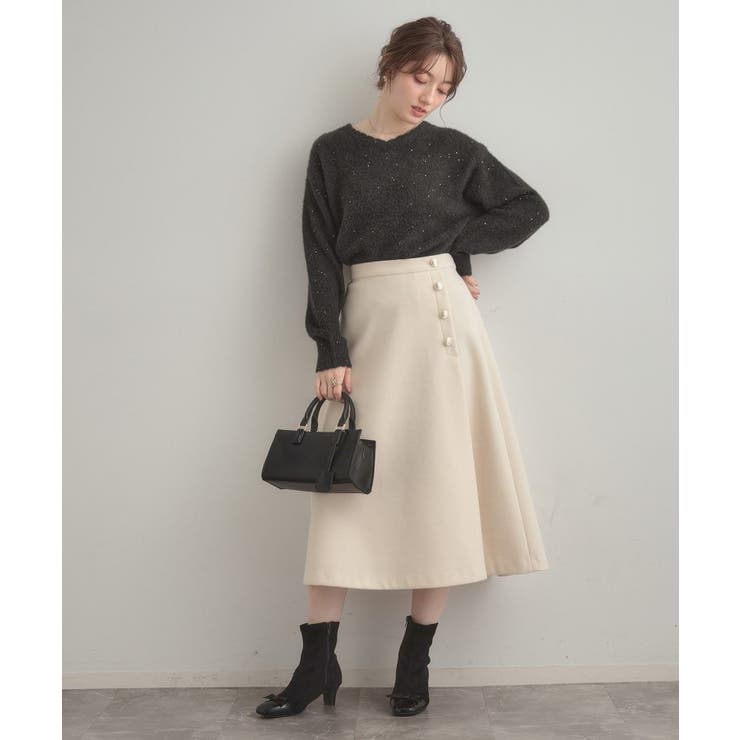 【前後2WAY】スパンコールラメフェザー ニット | Couture brooch | 詳細画像20 