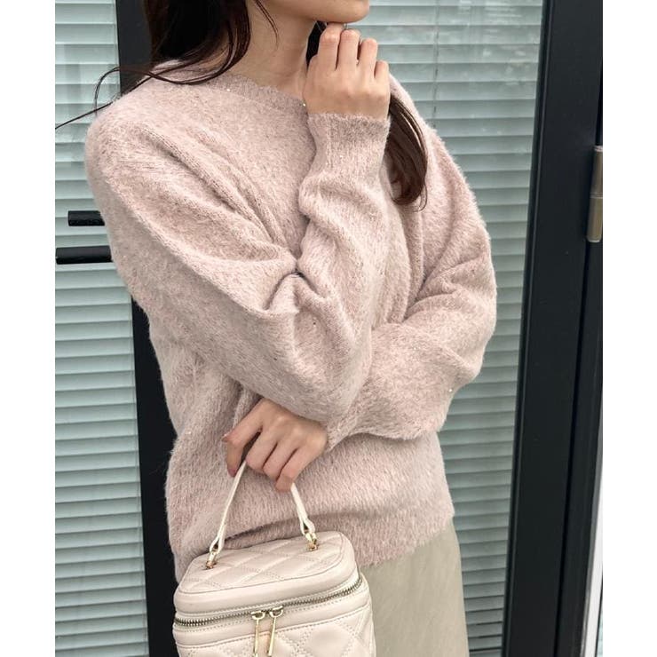 【前後2WAY】スパンコールラメフェザー ニット | Couture brooch | 詳細画像47 