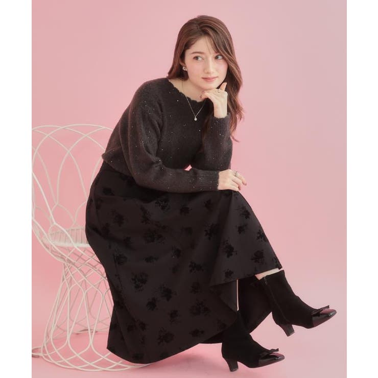 【前後2WAY】スパンコールラメフェザー ニット | Couture brooch | 詳細画像26 