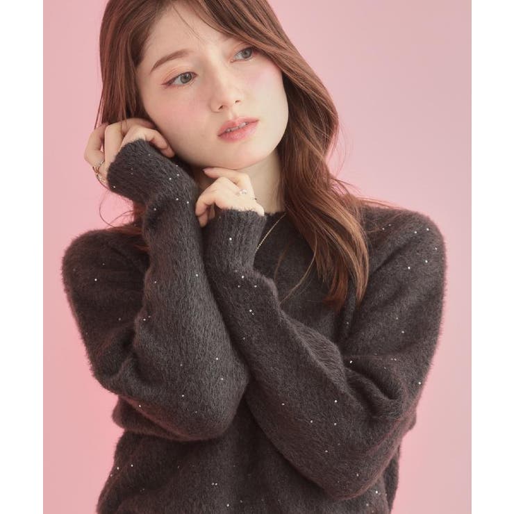 【前後2WAY】スパンコールラメフェザー ニット | Couture brooch | 詳細画像28 