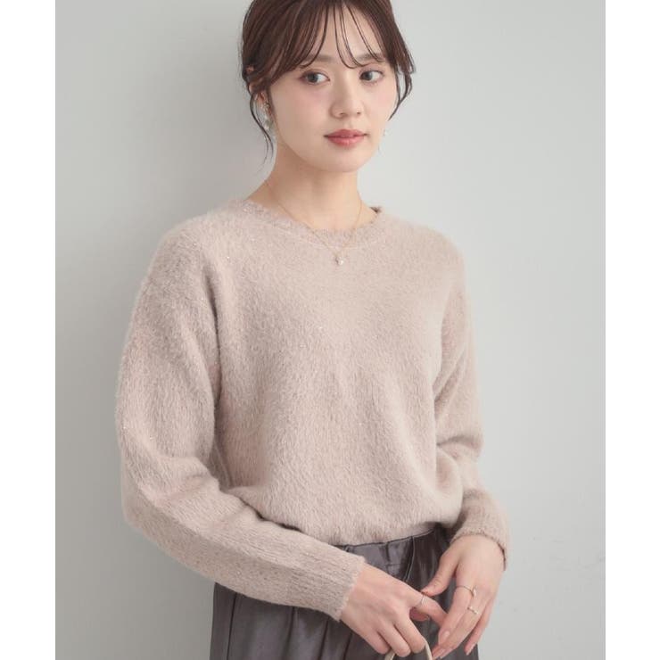 【前後2WAY】スパンコールラメフェザー ニット | Couture brooch | 詳細画像42 