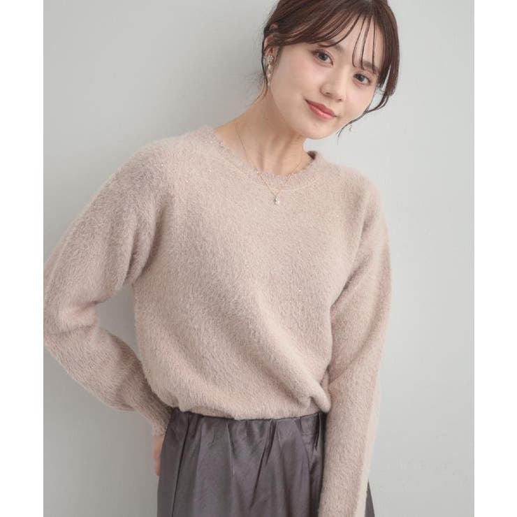 ピンク(071) | 【前後2WAY】スパンコールラメフェザー ニット | Couture brooch