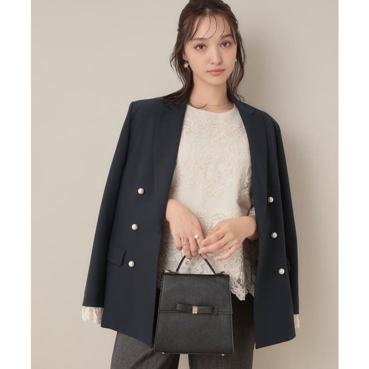 【高見え・きれいめ・通勤】レースカフス パール調釦テーラードジャケット | Couture brooch | 詳細画像4 