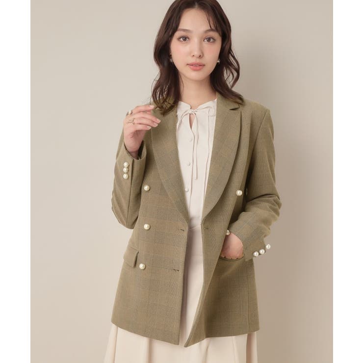 【高見え・きれいめ・通勤】レースカフス パール調釦テーラードジャケット | Couture brooch | 詳細画像32 