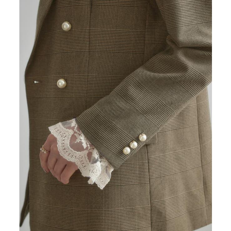 【高見え・きれいめ・通勤】レースカフス パール調釦テーラードジャケット | Couture brooch | 詳細画像44 