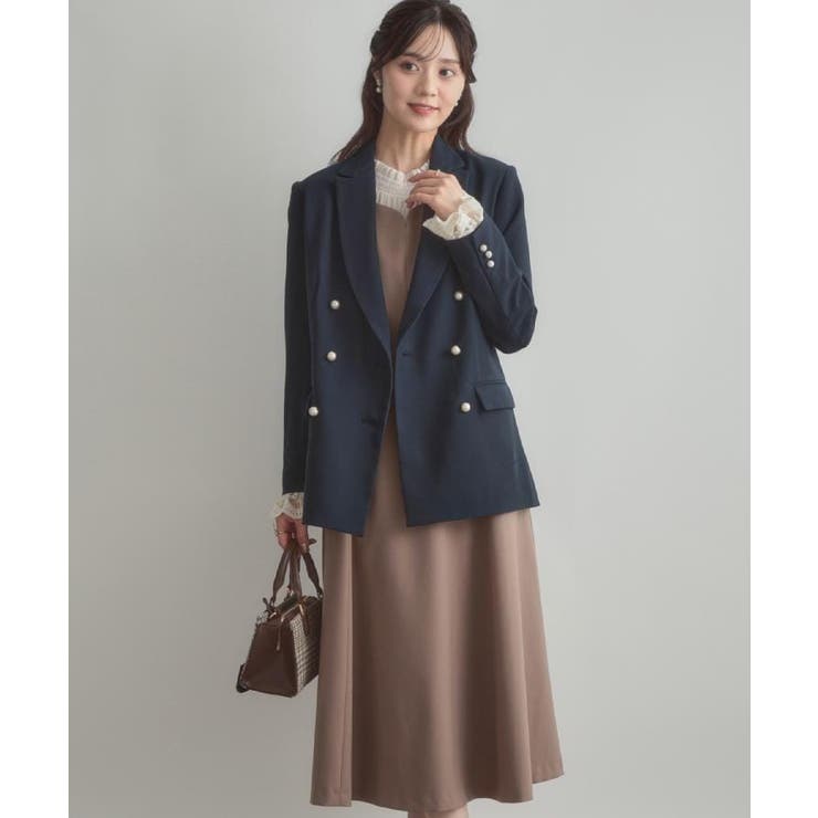 【高見え・きれいめ・通勤】レースカフス パール調釦テーラードジャケット | Couture brooch | 詳細画像7 