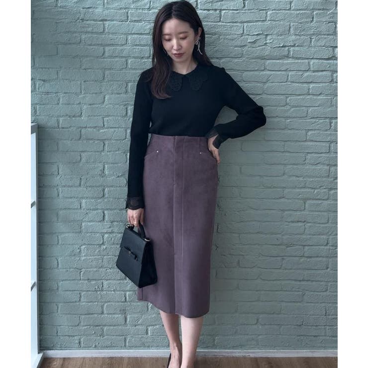 【着映え・フェミニン・通勤】レース衿カフス付きリブニット | Couture brooch | 詳細画像43 