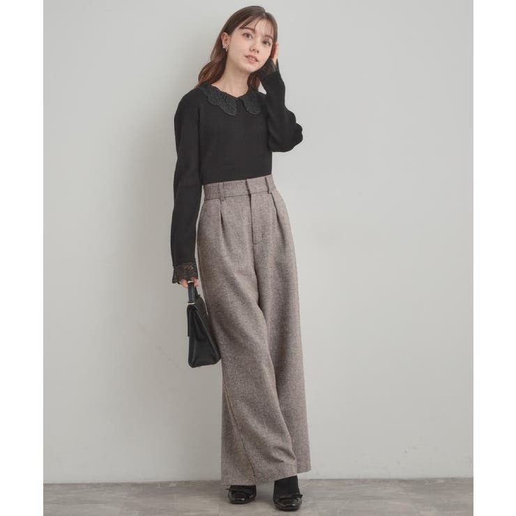 【着映え・フェミニン・通勤】レース衿カフス付きリブニット | Couture brooch | 詳細画像41 