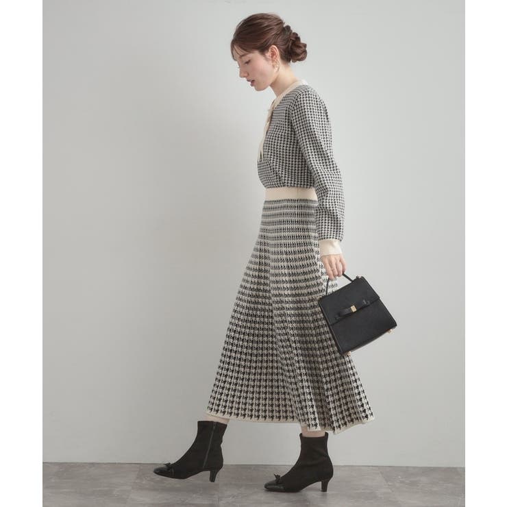 【クラシカル・大人上品】千鳥ジャカードニットプリーツスカート | Couture brooch | 詳細画像3 