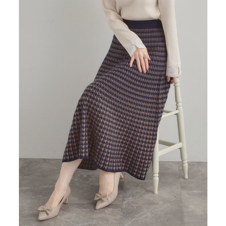 【クラシカル・大人上品】千鳥ジャカードニットプリーツスカート | Couture brooch | 詳細画像16 