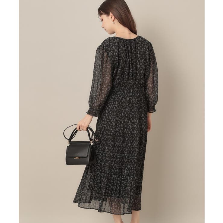 【一枚で着映える・花柄・通勤】前後2WAYシフォン楊柳小花ワンピース | Couture brooch | 詳細画像6 