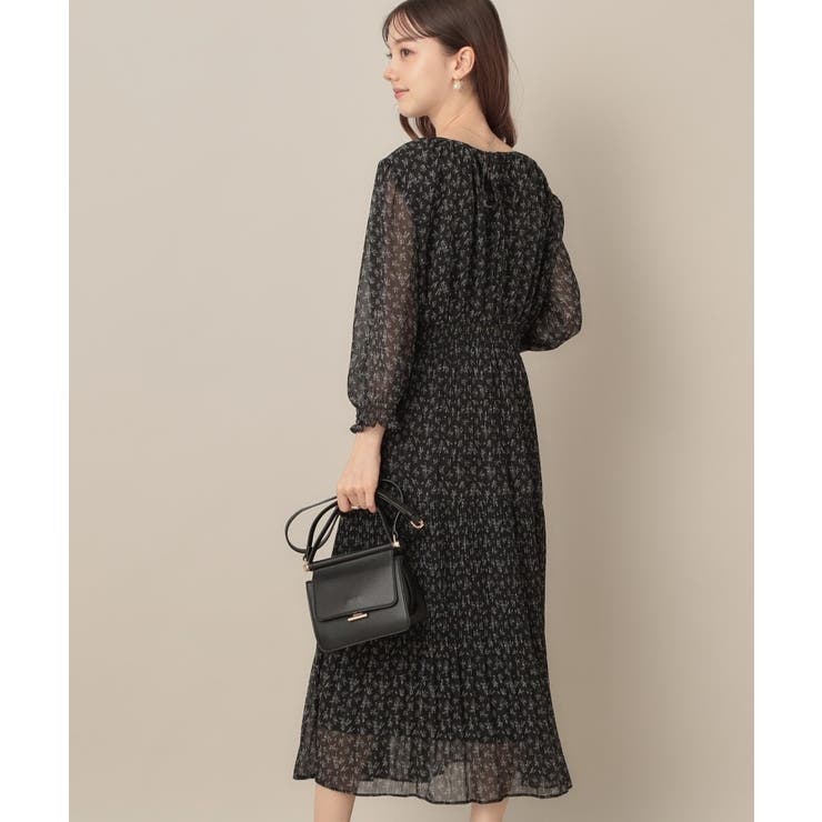 【一枚で着映える・花柄・通勤】前後2WAYシフォン楊柳小花ワンピース | Couture brooch | 詳細画像8 