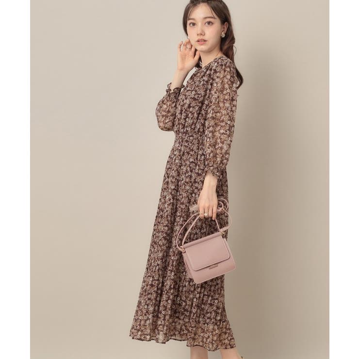 【一枚で着映える・花柄・通勤】前後2WAYシフォン楊柳小花ワンピース | Couture brooch | 詳細画像23 