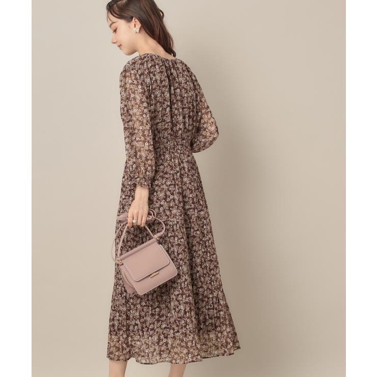 【一枚で着映える・花柄・通勤】前後2WAYシフォン楊柳小花ワンピース | Couture brooch | 詳細画像24 