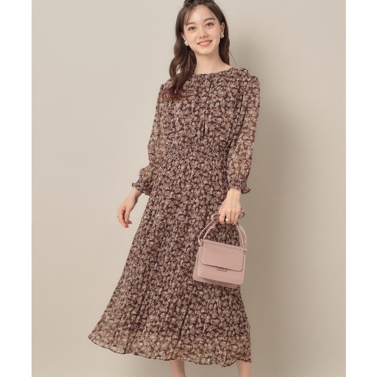 【一枚で着映える・花柄・通勤】前後2WAYシフォン楊柳小花ワンピース | Couture brooch | 詳細画像25 