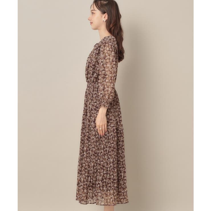 【一枚で着映える・花柄・通勤】前後2WAYシフォン楊柳小花ワンピース | Couture brooch | 詳細画像34 