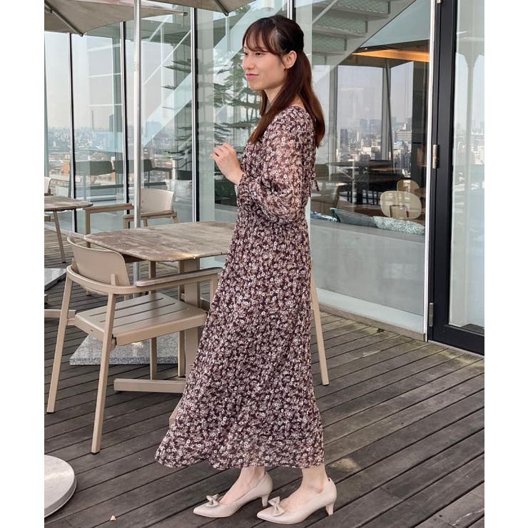 【一枚で着映える・花柄・通勤】前後2WAYシフォン楊柳小花ワンピース | Couture brooch | 詳細画像28 