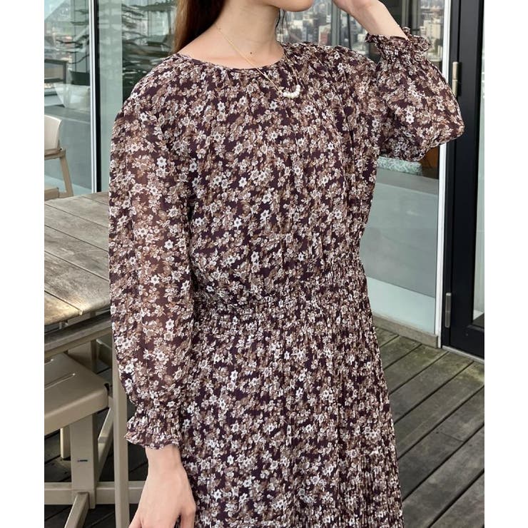 【一枚で着映える・花柄・通勤】前後2WAYシフォン楊柳小花ワンピース | Couture brooch | 詳細画像30 