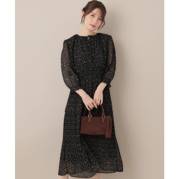 【一枚で着映える・花柄・通勤】前後2WAYシフォン楊柳小花ワンピース | Couture brooch | 詳細画像10 