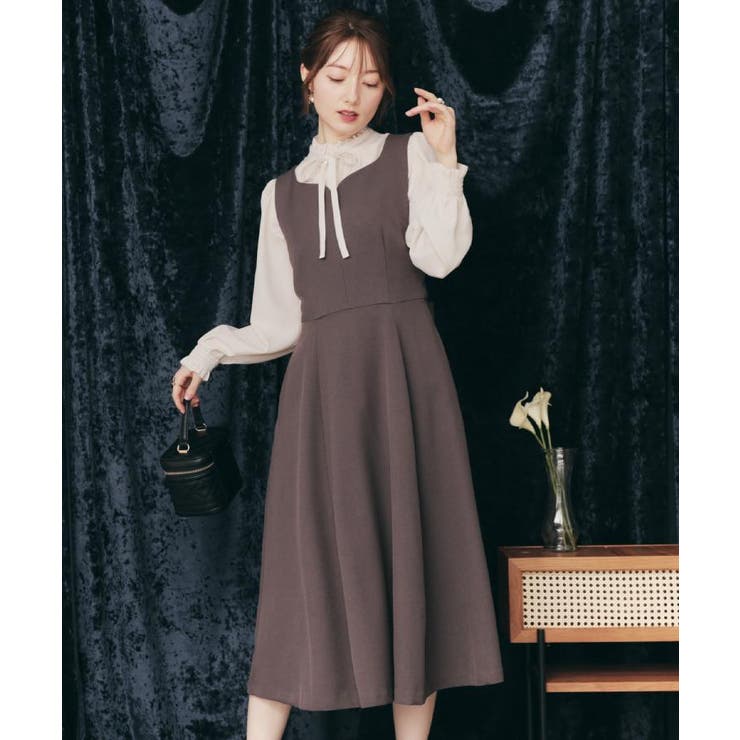 【帯電防止・通勤】ハートネック フレアージャンスカ | Couture brooch | 詳細画像11 