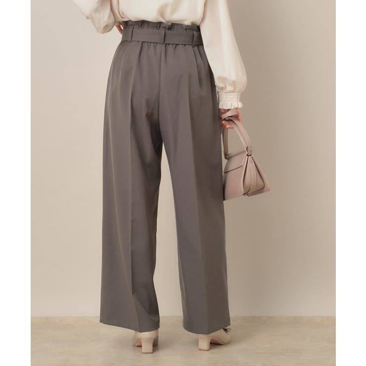 【帯電防止・通勤】ウエストリボン サスペンダー付きワイドパンツ | Couture brooch | 詳細画像8 