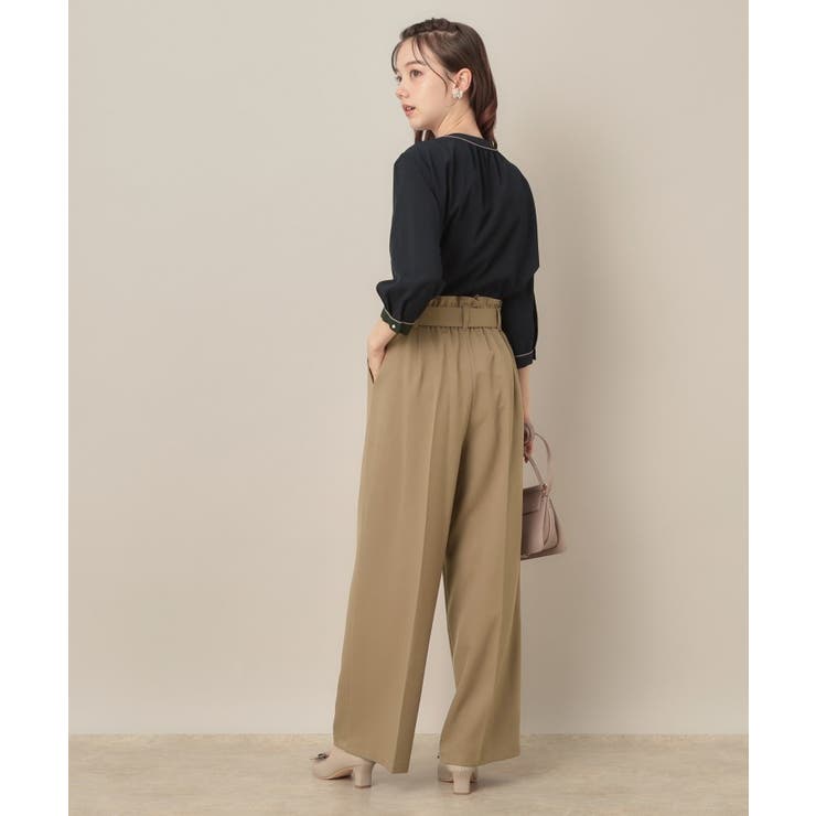 【帯電防止・通勤】ウエストリボン サスペンダー付きワイドパンツ | Couture brooch | 詳細画像18 