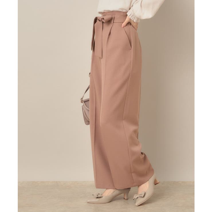 【帯電防止・通勤】ウエストリボン サスペンダー付きワイドパンツ | Couture brooch | 詳細画像27 
