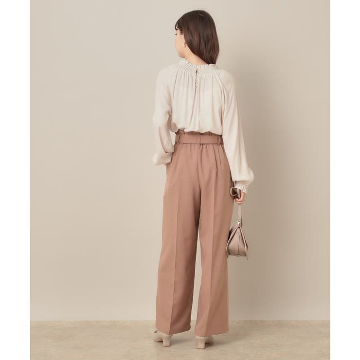 【帯電防止・通勤】ウエストリボン サスペンダー付きワイドパンツ | Couture brooch | 詳細画像25 