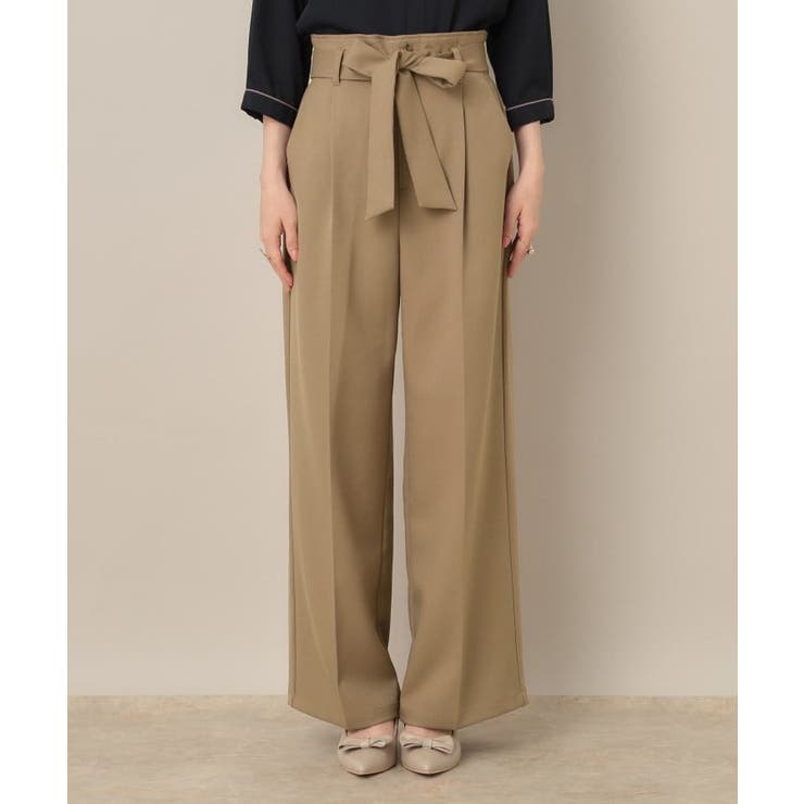 【帯電防止・通勤】ウエストリボン サスペンダー付きワイドパンツ | Couture brooch | 詳細画像34 