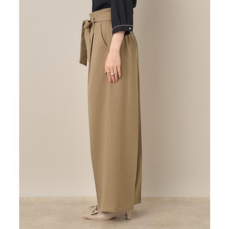 【帯電防止・通勤】ウエストリボン サスペンダー付きワイドパンツ | Couture brooch | 詳細画像35 