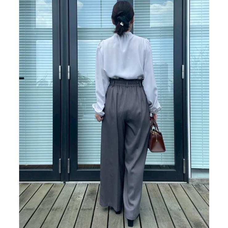 【帯電防止・通勤】ウエストリボン サスペンダー付きワイドパンツ | Couture brooch | 詳細画像14 