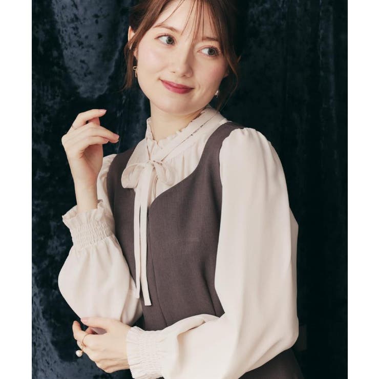 【フェミニン・通勤】タイ付きピコフリルブラウス | Couture brooch | 詳細画像11 