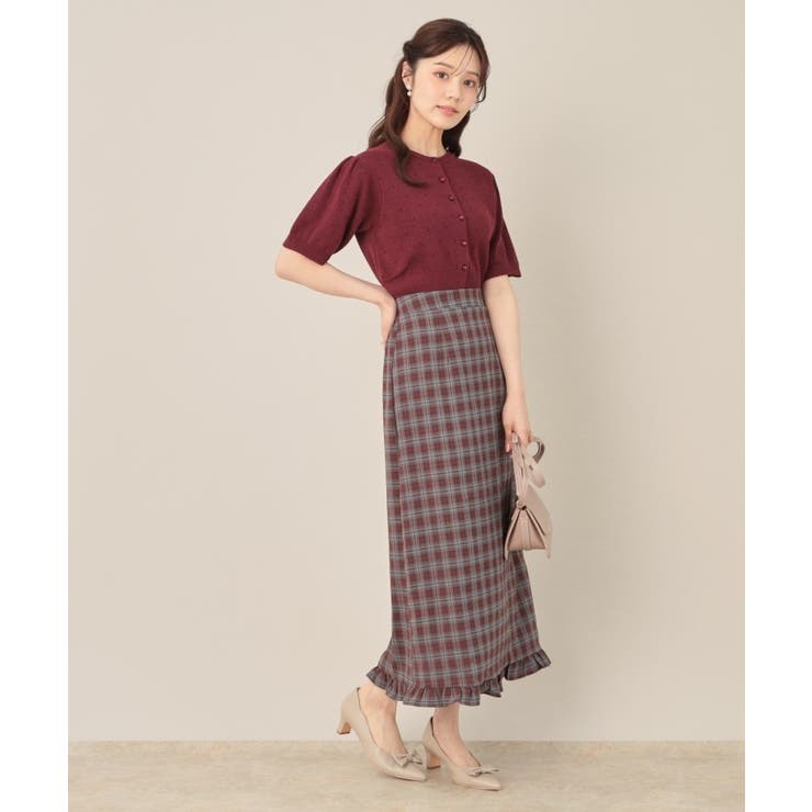 チェック裾フリルスカート | Couture brooch | 詳細画像19 