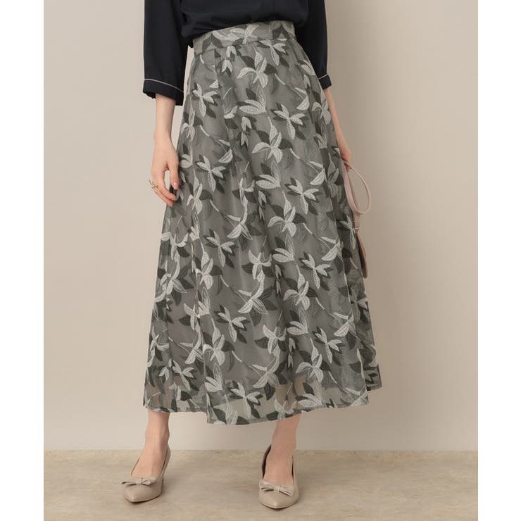 【花柄・きれいめ・通勤】リンドウエンブロメッシュスカート | Couture brooch | 詳細画像4 