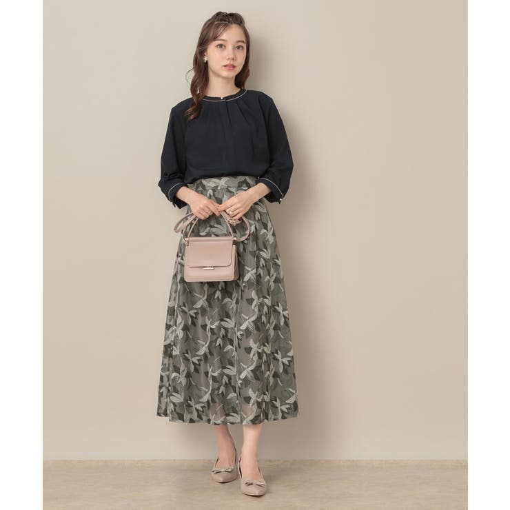 【花柄・きれいめ・通勤】リンドウエンブロメッシュスカート | Couture brooch | 詳細画像1 