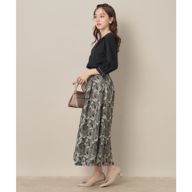 【花柄・きれいめ・通勤】リンドウエンブロメッシュスカート | Couture brooch | 詳細画像2 