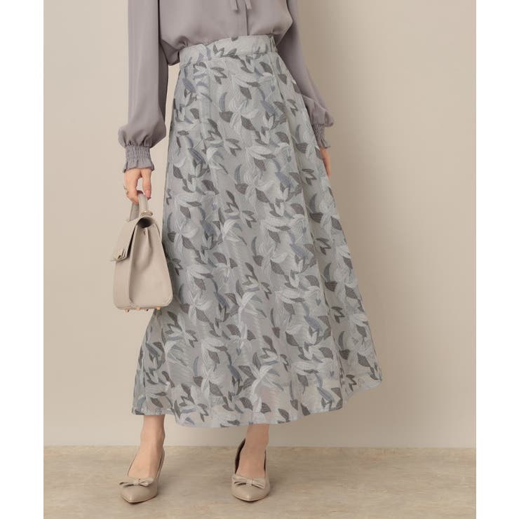 ブルー(491) | 【花柄・きれいめ・通勤】リンドウエンブロメッシュスカート | Couture brooch