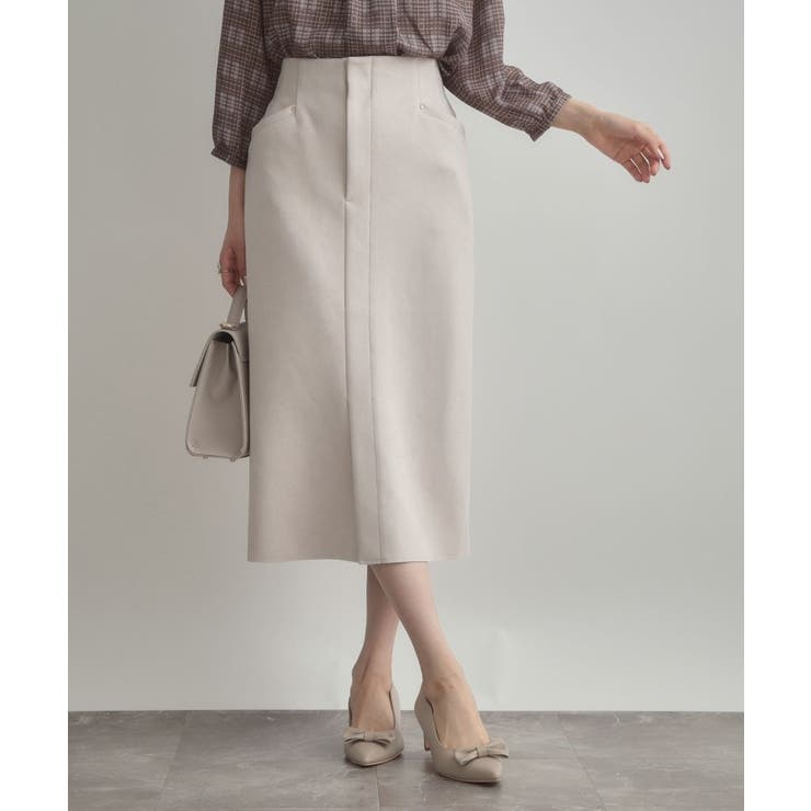 【洗える・ストレッチ・通勤】スエード調ダンボールIラインスカート | Couture brooch | 詳細画像4 