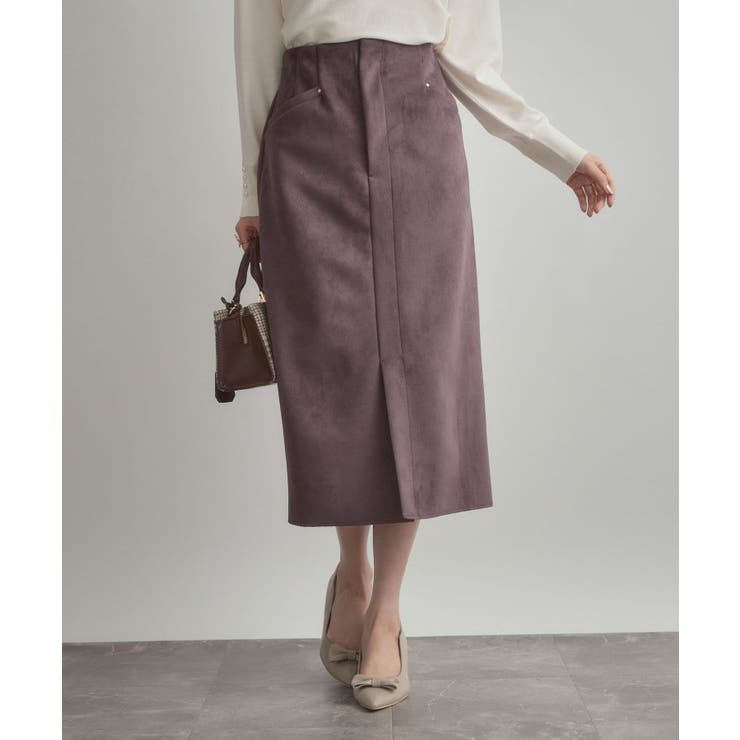 【洗える・ストレッチ・通勤】スエード調ダンボールIラインスカート | Couture brooch | 詳細画像24 